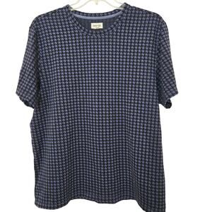 Open Edit Shirt T-Shirt Purple Black Houndstooth Mens XL Short Sleeve Thick Knit